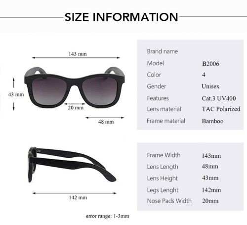 أزياء الخيزران النظارات الشمسية النظارات الشمسية