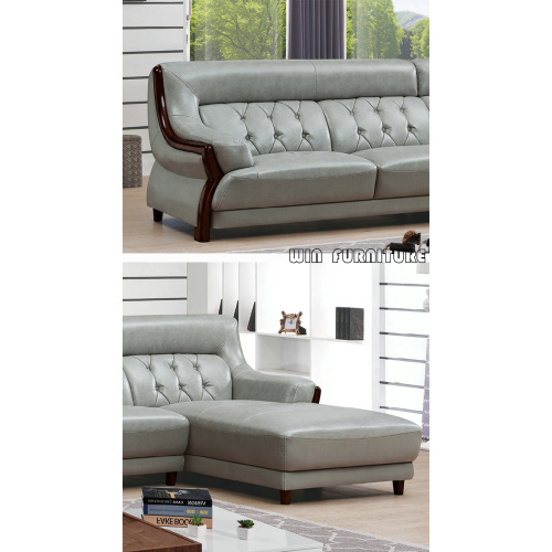 Modern Light Grey Leather Living Room Sofa