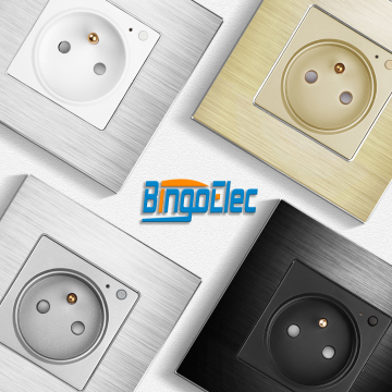 Bingoelec 16A Luxury Alum Base French Socket With LED Indicator, On/Off Button, Smart Life, Alexa, WiFi Socket