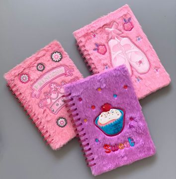 Pink Fluffy Spiral notebook for kids