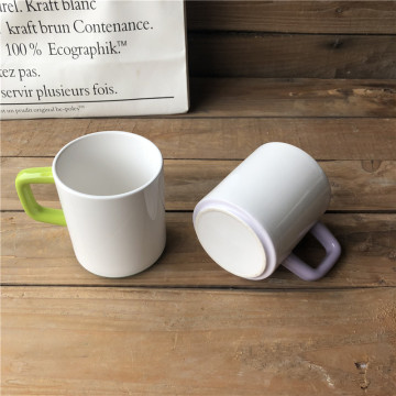 Coffee White Ceramic Mug with Square Handle - 400ml, In Stock
