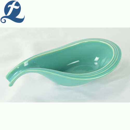Dinnerware Ceramic Phoenix Tail Pattern Handle Bowl Spoon