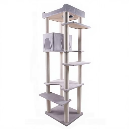Torre de árbol para gatos, escalones de Sisal, rascador de madera ecológico para interiores, condominio de escalada de varios niveles, plataforma de descanso de fácil acceso de lujo