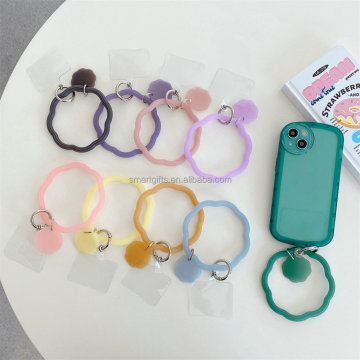 Fashion Bunga Silikon Bangle Key Ring dengan Telepon Patch Holder