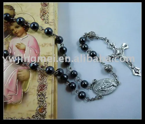 Rosary, 6mm Glass Facet Beads BLUE, Boxed, Made In Italy