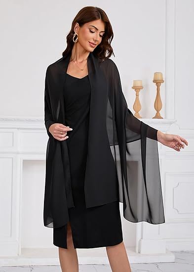 Women's Shawls and Wraps for Evening Dress Chiffon Shawl Soft Elegant Silky Pashmina Wedding Bridal Scarf