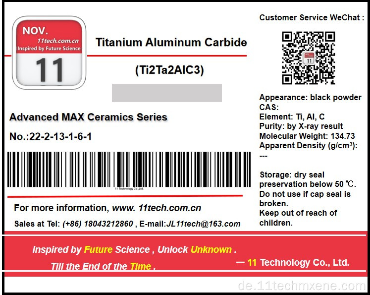 Max. Phase Materialien Ti2ta2Alc3 Schwarzpulver