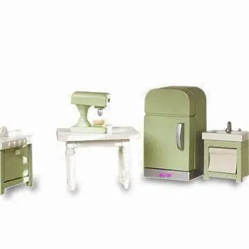 Kids Kitchen Toys, Composed of Toy Kitchen Furniture and Kitchenware Set, Made of Solid Wood or MDF