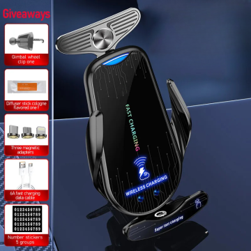 Magnetic Wireless Charger for iPhone15, Samsung, Xiaomi - Infrared Induction Car Phone Holder