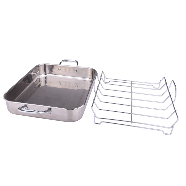 Stainless steel square roasting pan with rack cooking pans