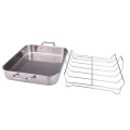 Stainless steel square roasting pan with rack cooking pans