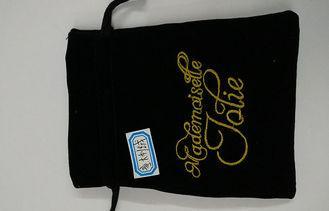 Customizable Classic Black Velvet Polyester Draw String Bag