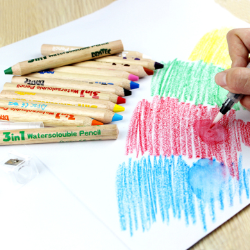 3-in-1 Painting Water-soluble Color Pencil Crayons for Children's School and Office