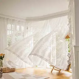 Living Room White Lace Embroidery Curtain Sheer