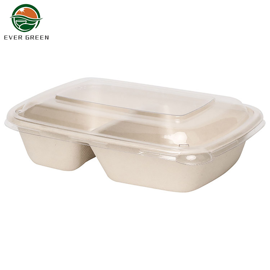 sugarcane pulp togo container with stackable lid