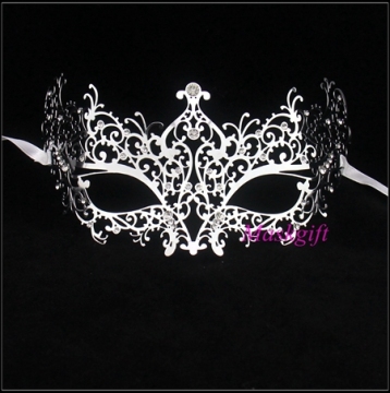 Hot Sell Silver Metal Masks MA005-SL Wholesale Luxury Design Venetian Halloween Silver Metal Masks With Clear Rhinestones