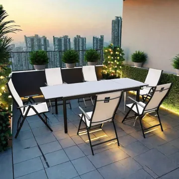 Space-Saving Metal Extendable Outdoor Dining Table