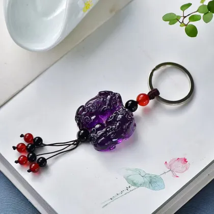 Natural Stone Crystal Crafts: Amethyst, Citrine, and Pixiu Carvings for Healing Stones and Gifts