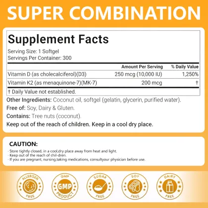 Vitamin D3 + K2 Softgels