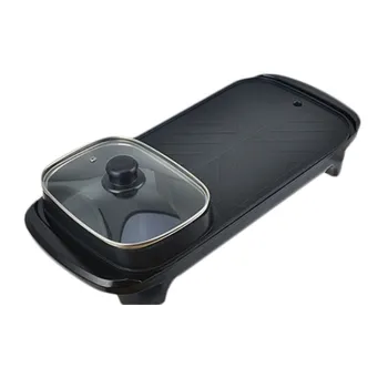 Manufacturer Indoor Tabletop 2 in 1 Smokeless Electric Hotpot and BBQ Grill