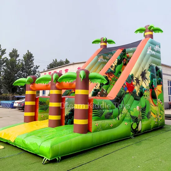 Large Jungle Slide: PVC Palm Tree Inflatable Waterslide for Kids