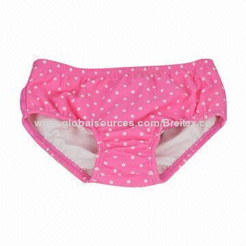 Babies' Aqua Nappy in AOP Fabric, with White Dots