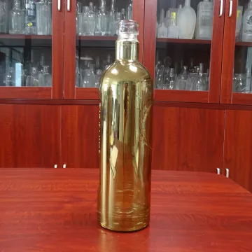 High grade electroplatted vodka liquor custom glass bottle 750 ml
