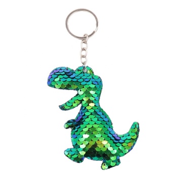 Pompom Sequins Dinosaur Pendant Keychain for Women