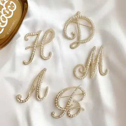 Elegant Large Pearl Initial Brooch - A, D, R, M, H Letters for Fashion Jewelry & Gift Ideas