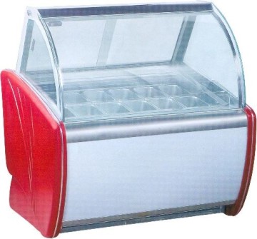 Curved glass Ice-cream showcase, deluxe