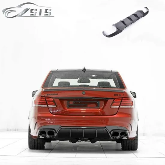 E63 Rear Diffuser Fit for E-Class W212 E63 2013-2016 B Style Carbon Fiber Rear Lip and Exhaust Pipe