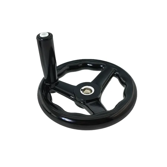 Hot Sale M8 Black Spoke Bakelite Handwheels Round Flange Solid