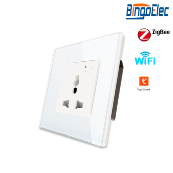Bingoelec Smart Home Zigbee 16A Glass Panel Universal Socket
