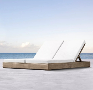 Hot Selling Outdoor Teak Double Recliner for Villa, Hotel, Garden, and Pool Decks