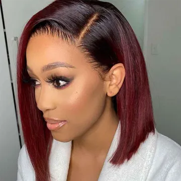 1B/99J Burgundy Straight Bob Wig Glueless Lace Frontal Wigs Ombre Brazilian Human Hair Closure Bob Wigs 13x4/13x6 Lace Wigs
