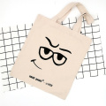 Custom big eyes face pattern canvas shopping bags