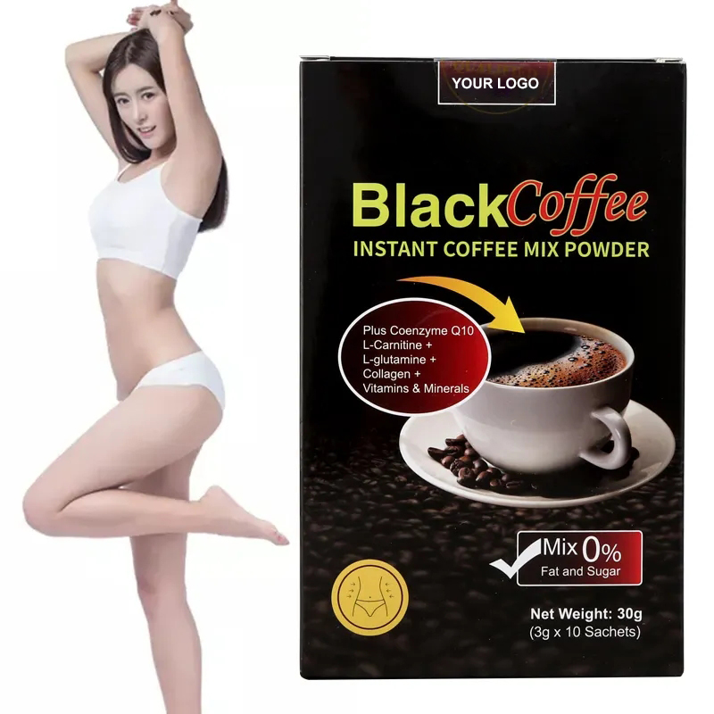 Private Label Natural Ingredient Sugar Free Fat Burn Instant Coffee Powder Weight Loss Slimming Black Coffee Powder