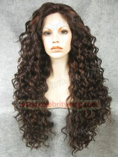 Long Brown Tipped With Blonde Drag Queen Rupaul Synthetic Lace Front Wig