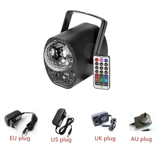 Disco Ball Light, DJ Laser Projector, Sound-Controlled Strobe UV Stage Light for Party, Club, Wedding, and Christmas Decoration