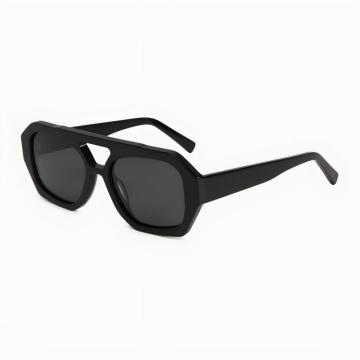 Modern Double-Bridge Aviator Acetate Sunglasses