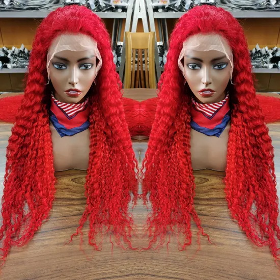Wholesale 613 Blonde Red Human Lace Wigs 100% Virgin Human Hair Deep Wave Transparent HD Lace Frontal Wig Brazilian Hair Wig