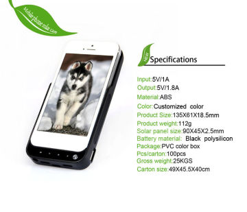 3000mah Solar Battery Charging Case Iphone 5s For Mobile Devices Universal