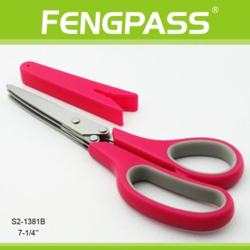 S2-1381B 7-1/4" 2CR13 Stainless Steel 3 Blades Herb Scissors