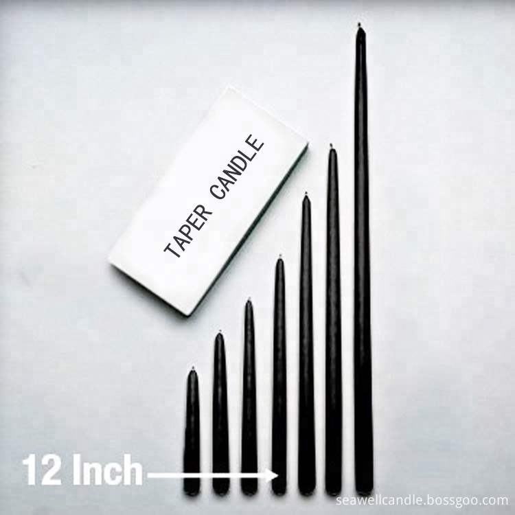 Black Taper Candles 12 Inch Tall Unscented 4