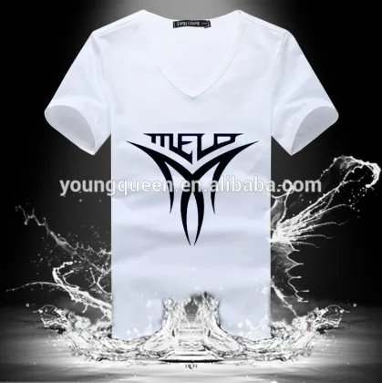 YJB47 M-3L men t-shirt print V collar cotton man t-shirt