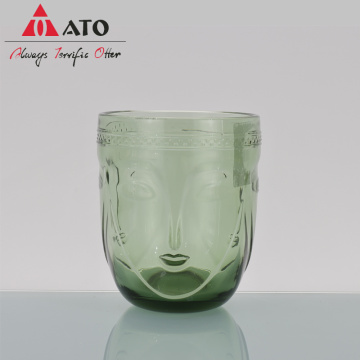 Aspect du visage humain fabriqué sur mesure tasse en verre vert