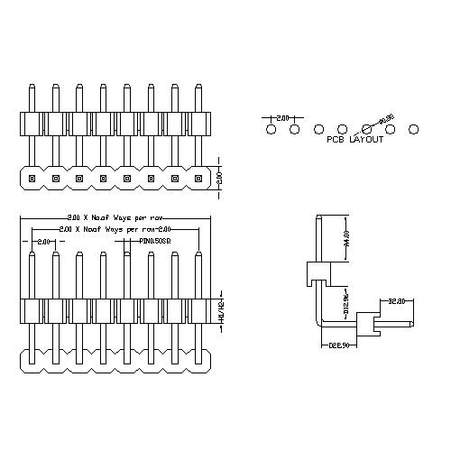 2.0 mm Pin Header Single Row Double Plastic Angle OneType