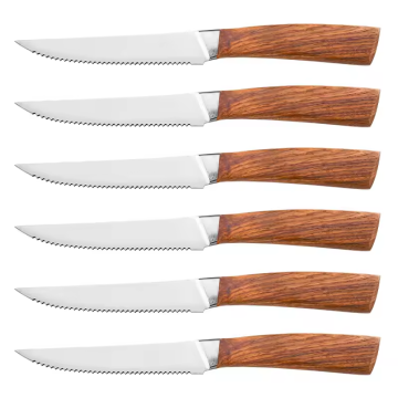 Bambusgriff 5-Zoll-gezacktes Steakmesser mit Edelstahlklinge