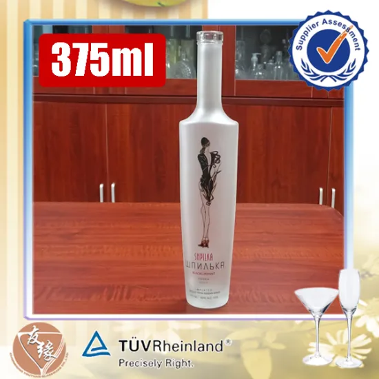 Vodka Glass Material and Cork Sealing Type 375ml White FROST ALCOHOL GLASS BOTTLE