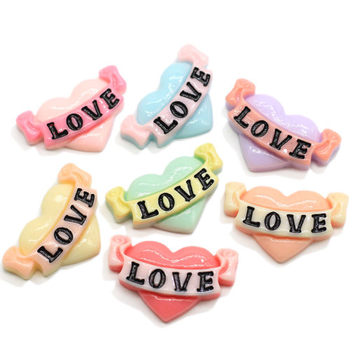 Χονδρικό Kawaii Πολύχρωμο Μικτή Ρητίνη Love Heart Angel Flatback Cabochon Miniature Love Heart Art DIY Craft Scrapbooking 17 * 26MM